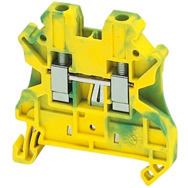 Schneider NSYTRV42PE | Terminal block, Linergy TR, green-yellow, 4mm², protective earth, 2 points, Set of 50