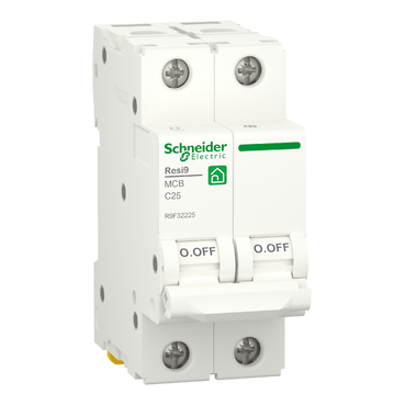 Schneider R9F32225 | Miniature circuit breaker (MCB), Resi9, 2P, 25A, C curve, 4500A (IEC/EN 60898-1)