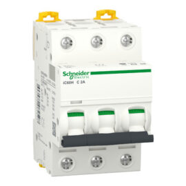 Schneider A9F84302 | Miniature circuit breaker (MCB), Acti9 iC60H, 3P, 2A, C curve, 10000A (IEC/EN 60898-1), 70kA (IEC/EN 60947-2)