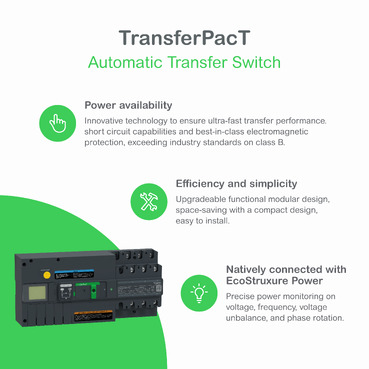 schneider TA16D4S1004TPE | automatic transfer switch, TransferPacT automatic, 100A, 4P, rotary, frame 160A