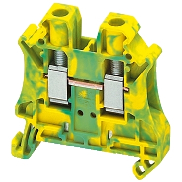 Schneider NSYTRV62PE | Terminal block, Linergy TR, green-yellow, 6mm², protective earth, 2 points, Set of 50