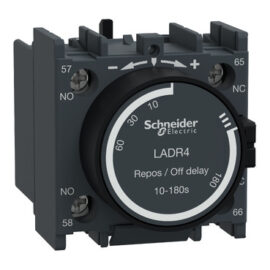 Schneider LADR4 | Time delay auxiliary contact block, TeSys D, 1NO + 1NC, off delay 10-180 s, front mounting, screw terminals