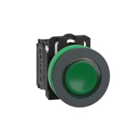 Schneider XB5FW33M5 Harmony | Illuminated push button, Harmony XB5, antimicrobial, plastic, green, 30mm, universal LED, 1NO + 1NC, 230...240V AC