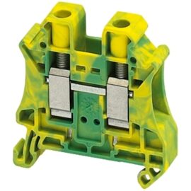 Schneider NSYTRV102PE | Terminal block, Linergy TR, green-yellow, 10mm², protective earth, 2 points, Set of 50