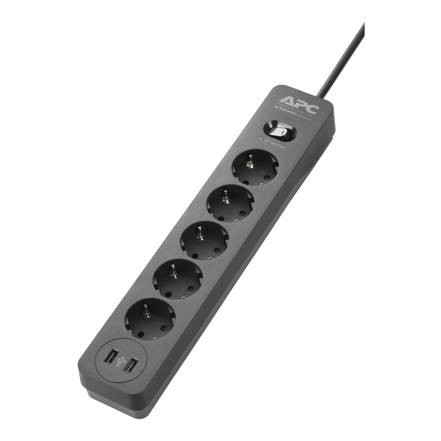 Schneider PME5U2B-GR | APC Essential SurgeArrest 5 Outlet 2 USB Ports Black 230V Germany