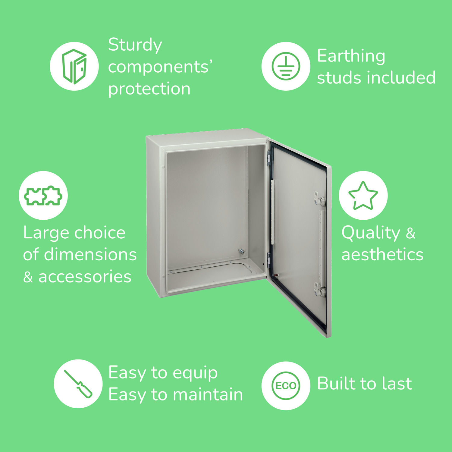 Schneider NSYCRN54200 | Spacial CRN plain door w/o mount.plate. H500xW400xD200 IP66 IK10 RAL7035..