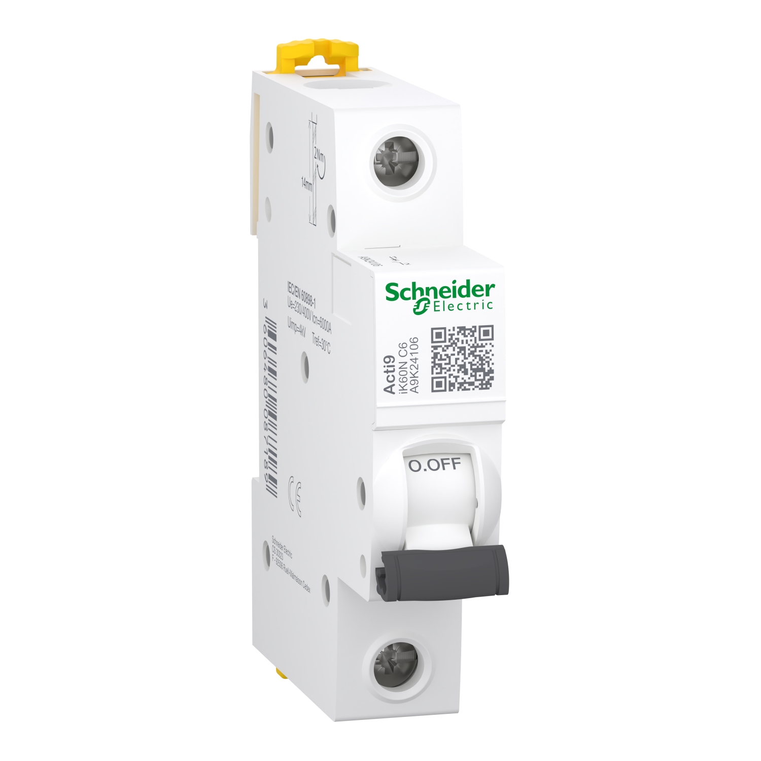 Schneider A9K24106 | miniature circuit breaker - iK60N - 1P - 6 A - C curve