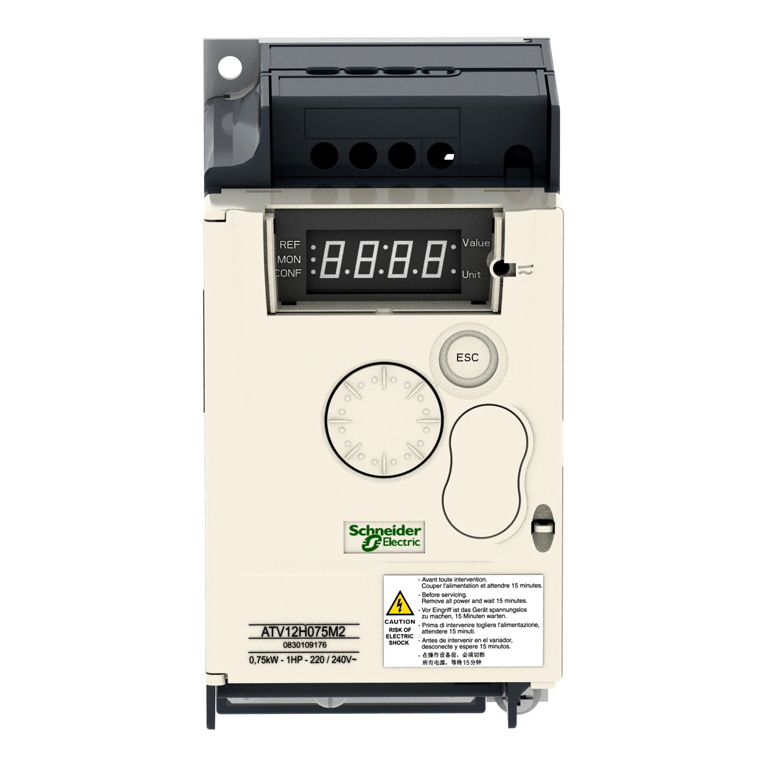 Schneider ATV12H075M2 Altivar |variable speed drive ATV12 - 0.75kW - 1hp - 200..240V - 1ph - with heat sink