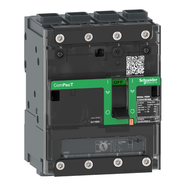 Schneider C12E6TM160L | Switch, ComPacT NSXm 160E, 16kA/415VAC, 4 poles 3D (unprotected neutral), TMD 160A release, EverLink connectors