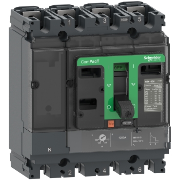 Schneider C16H6TM125 | Circuit breaker ComPacT NSX160H, 70kA at 415VAC, TMD trip unit 125A, 4 poles 3d