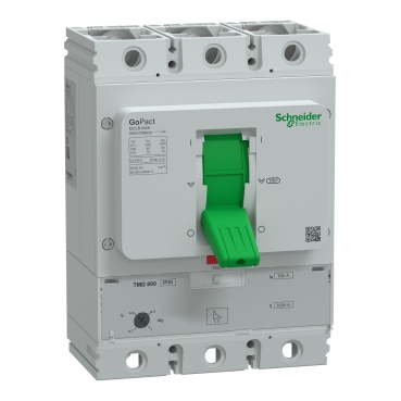 Schneider G80H3TM630 | Circuit breaker, GoPact MCCB 800, 3 poles, 70kA at 415VAC, 630A rating, TMD trip unit, adjustable thermal protection