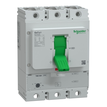 Schneider G80N3TM630 | Circuit breaker, GoPact MCCB 800, 3 poles, 50kA at 415VAC, 630A rating, TMD trip unit, adjustable thermal protection