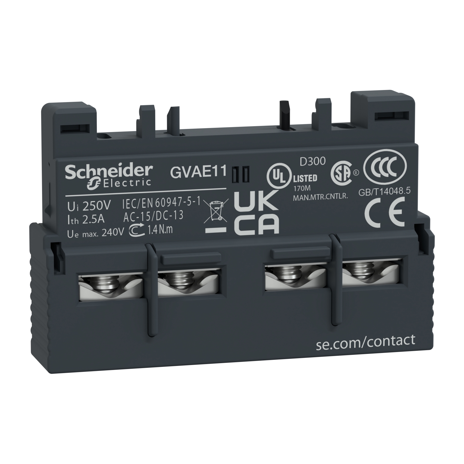 Schneider GVAE11 | TeSys GV2 & GV3 - auxiliary contact - 1 NO + 1 NC