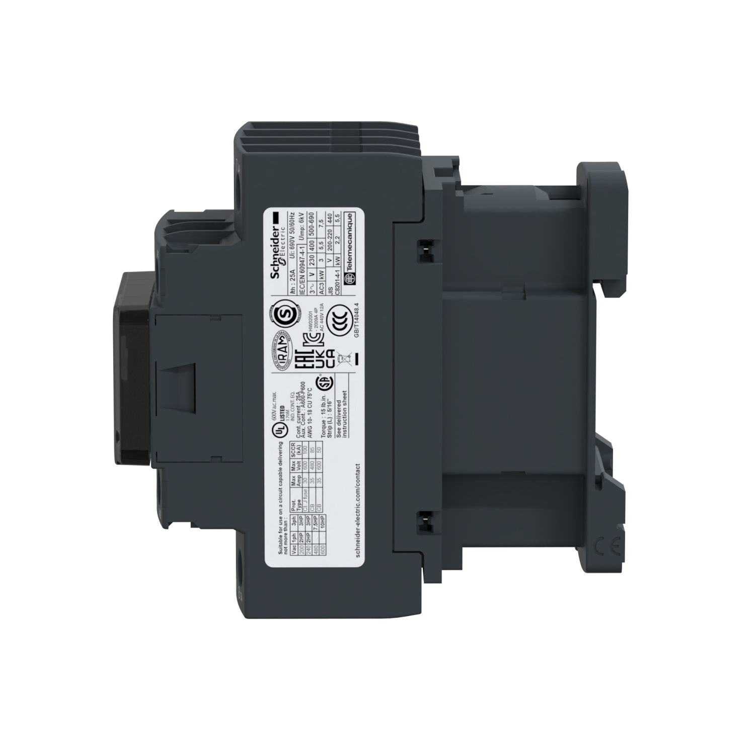 Schneider LC1D95F7 | TeSys D contactor - 3P(3 NO) - AC-3 - <= 440 V 95 A - 110 V AC 50/60 Hz coil