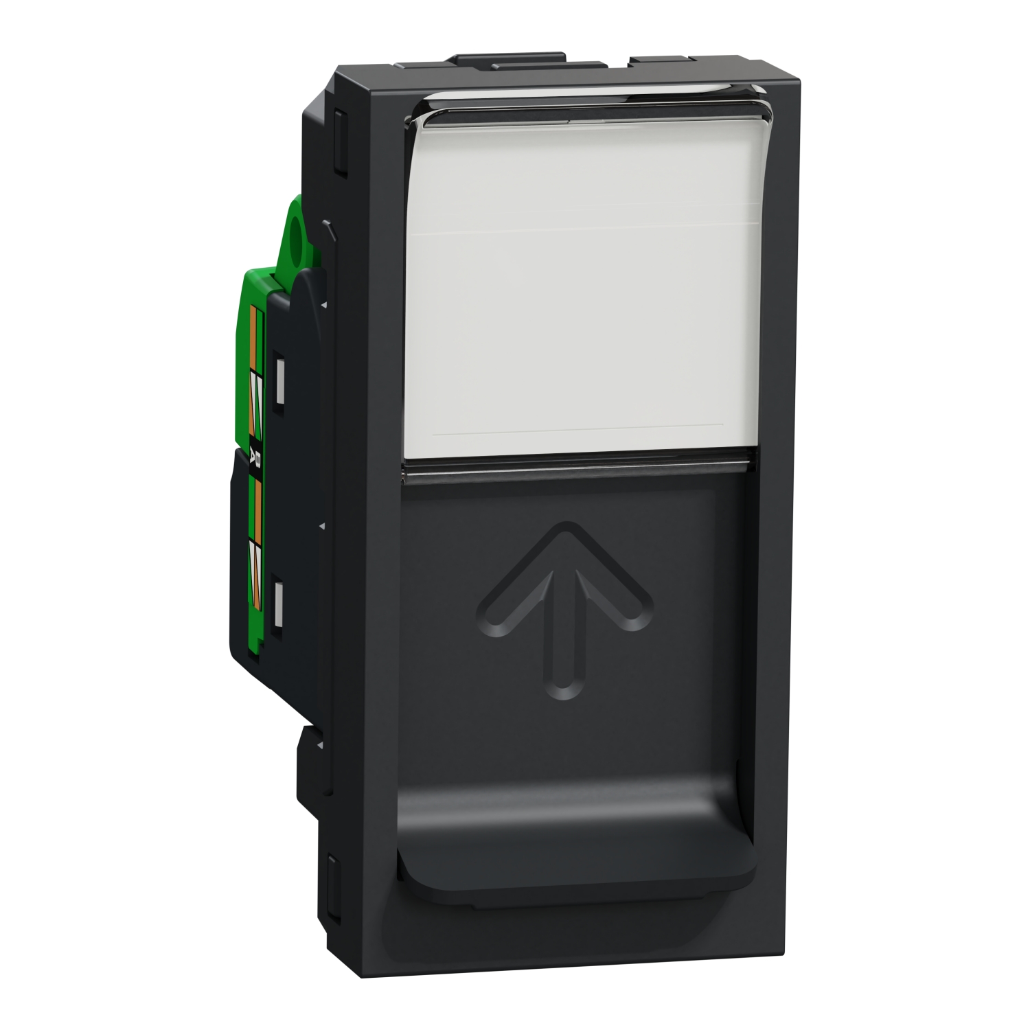 Schneider NU341454 | Data socket, New Unica, mechanism, RJ45, U/UTP, straight, click, shuttered, anthracite