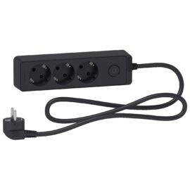 Schneider ST9431B | Trailing lead, Unica extend, 3 Schuko, swicthable, 1.5m cable, anthracite