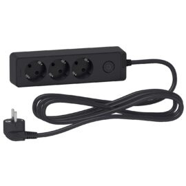 Schneider ST9433B | Trailing lead, Unica extend, 3 Schuko, swicthable, 3m cable, anthracite