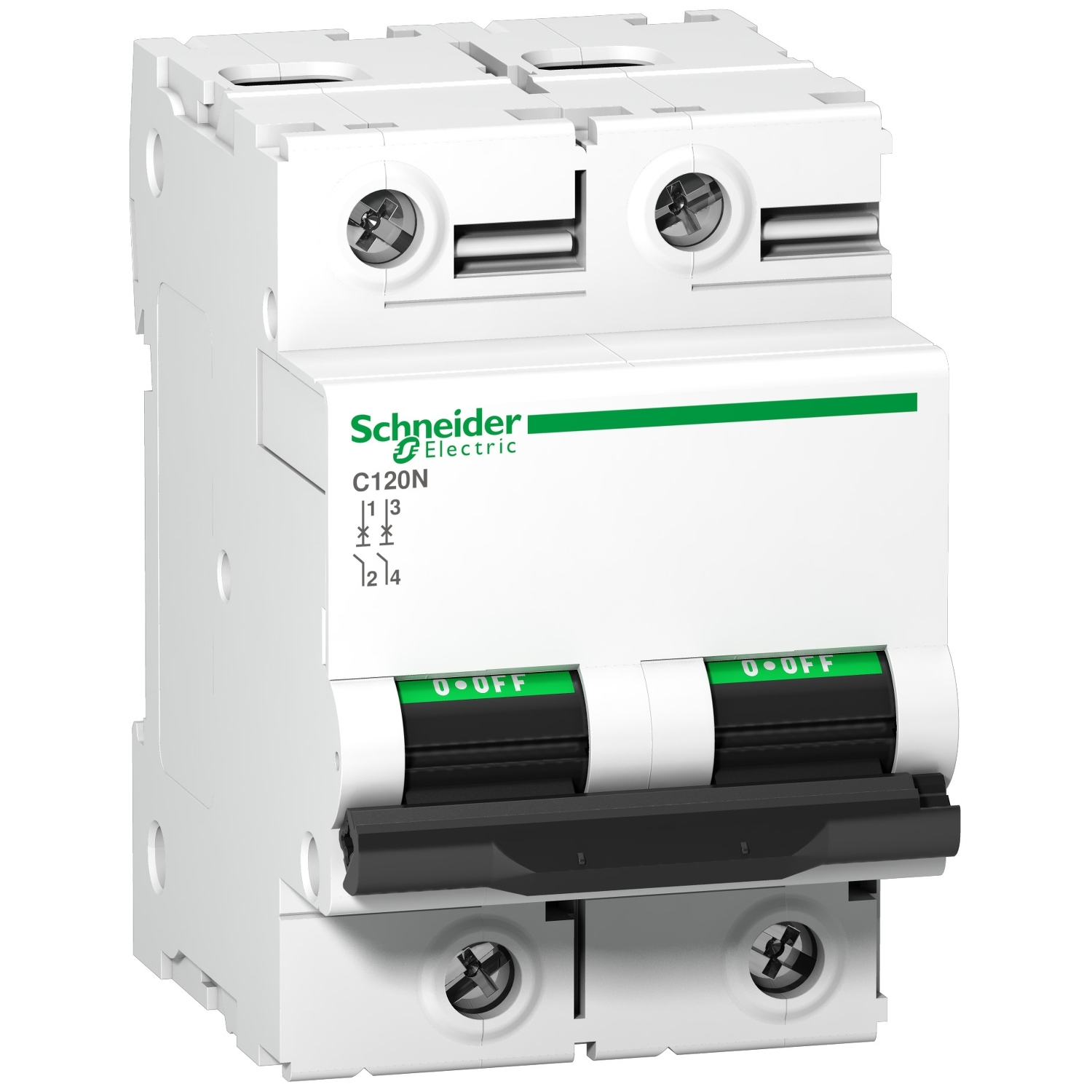 Schneider A9N18362 | Miniature circuit-breaker, Acti9 C120N, 2P, 100 A, C curve, 10000 A (IEC 60898-1), 10 kA (IEC 60947-2)