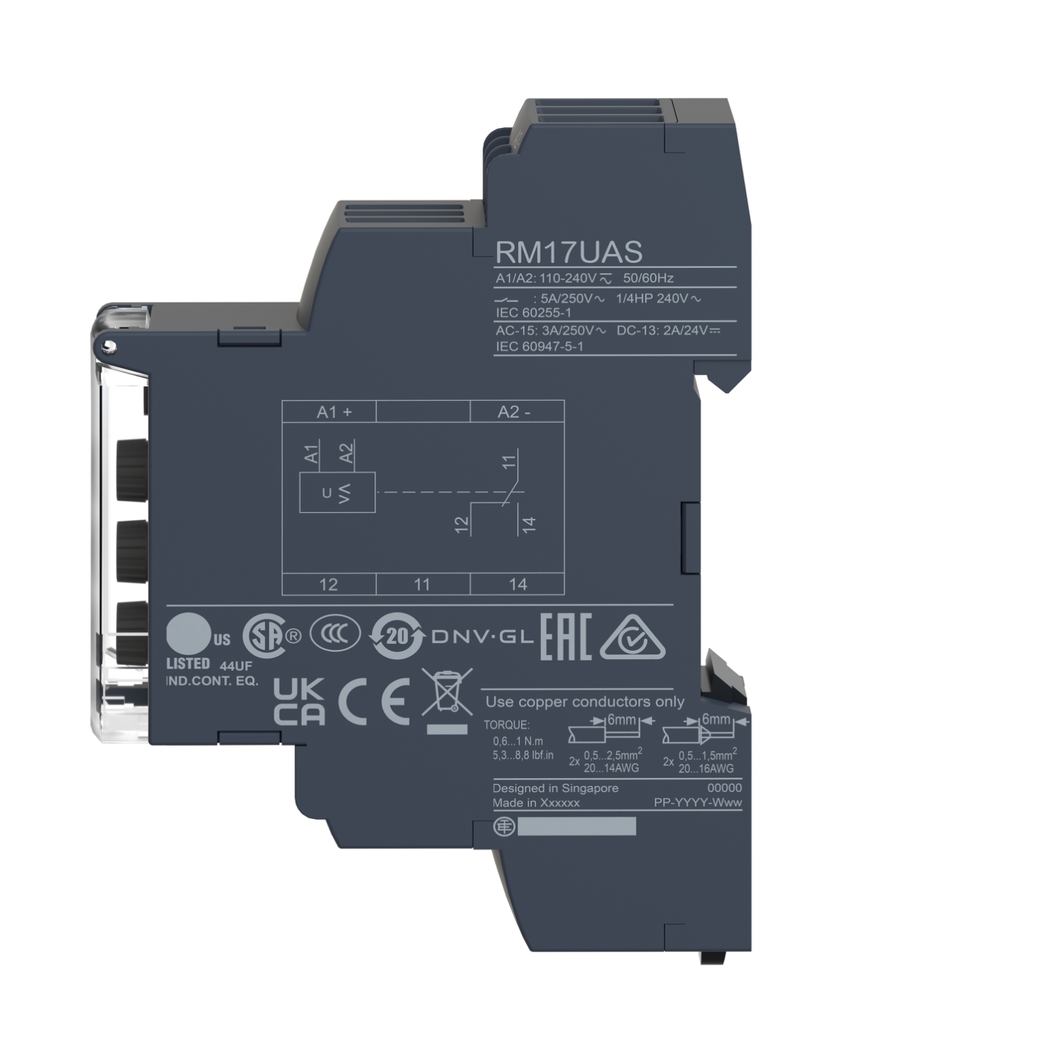 Schneider RM17UAS15 Relay | Voltage control relay RM17-U - range 65..260 V AC