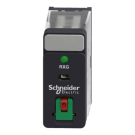 Schneider RXG12BD | Interface plug-in relay, 10 A, 1 CO, lockable test button, LED, 24 V DC