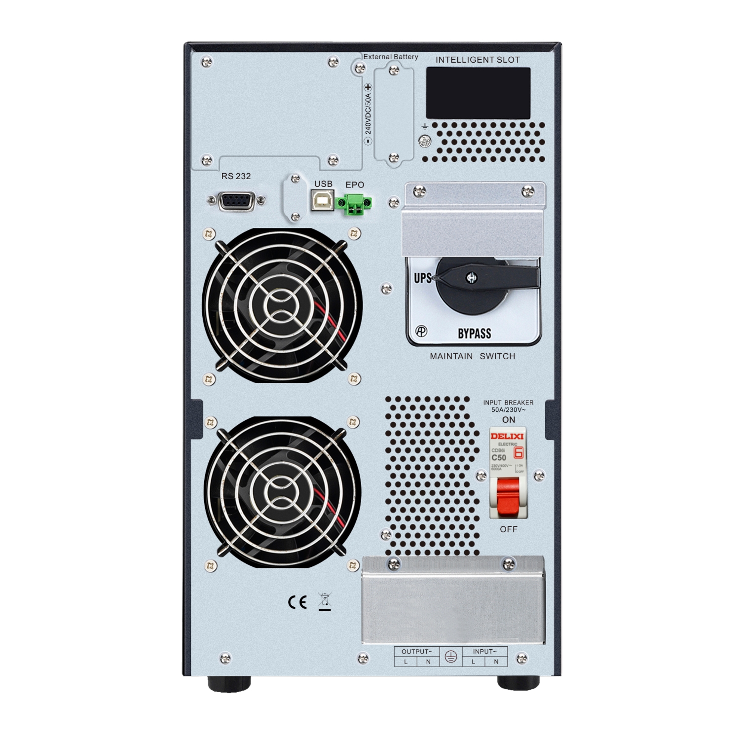 Schneider SRVS6KIL UPS | 1x Hard wire 3-wire(1P+N+E) outlet, 230V, 6kVA/6kW, Easy UPS 1 Ph On-Line, Extended Runtime, Intelligent Card Slot, LCD, Tower - Pure Sine wave