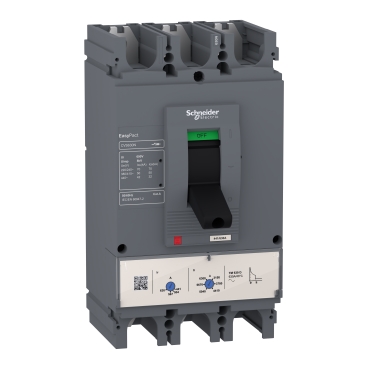 Schneider LV540316 EasyPact | circuit breaker EasyPact CVS400N, 50 kA at 415 VAC, 400 A rating thermal magnetic TM-D trip unit, 3P 3d