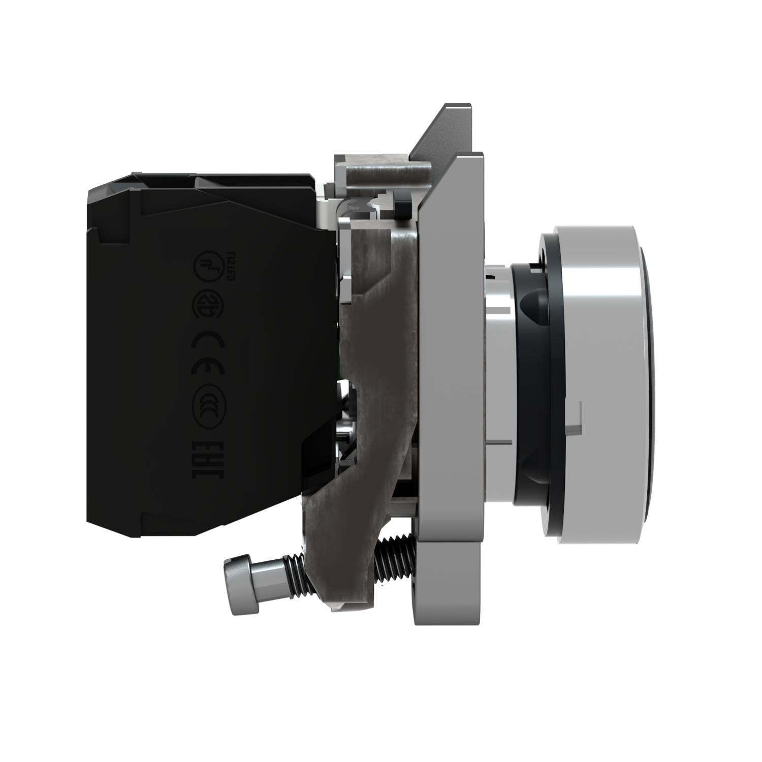 Schneider XB4BA3351 Harmony | Push button, metal, flush, black, Ø22, spring return, marked DOWN ARROW, 1 NO