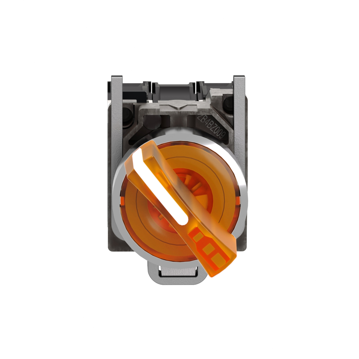 Schneider XB4BK125M5 | Illuminated selector switch, metal, orange, Ø22, 2 positions, stay put, 230...240 V AC, 1 NO + 1 NC