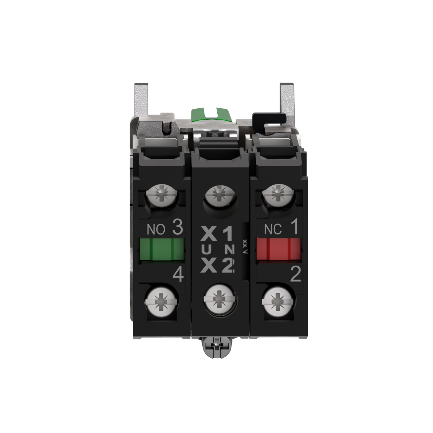 Schneider XB4BK133B5 Harmony | Illuminated selector switch, metal, green, Ø22, 3 positions, stay put, 24 V AC/DC, 1 NO + 1 NC