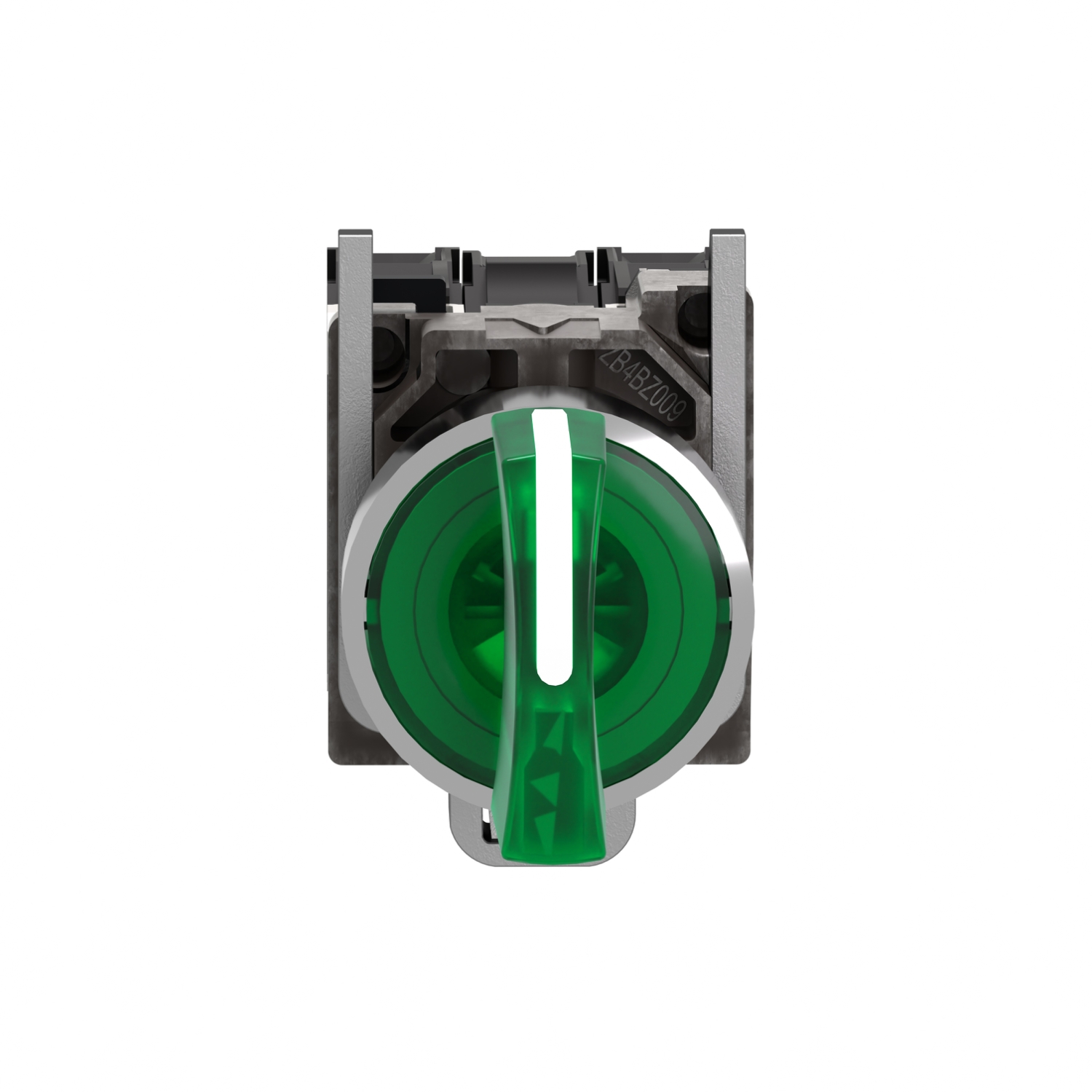 Schneider XB4BK133B5 Harmony | Illuminated selector switch, metal, green, Ø22, 3 positions, stay put, 24 V AC/DC, 1 NO + 1 NC