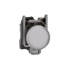 Schneider XB4BVB1 | Pilot light, metal, white, Ø22, plain lens with integral LED, 24 V AC/DC