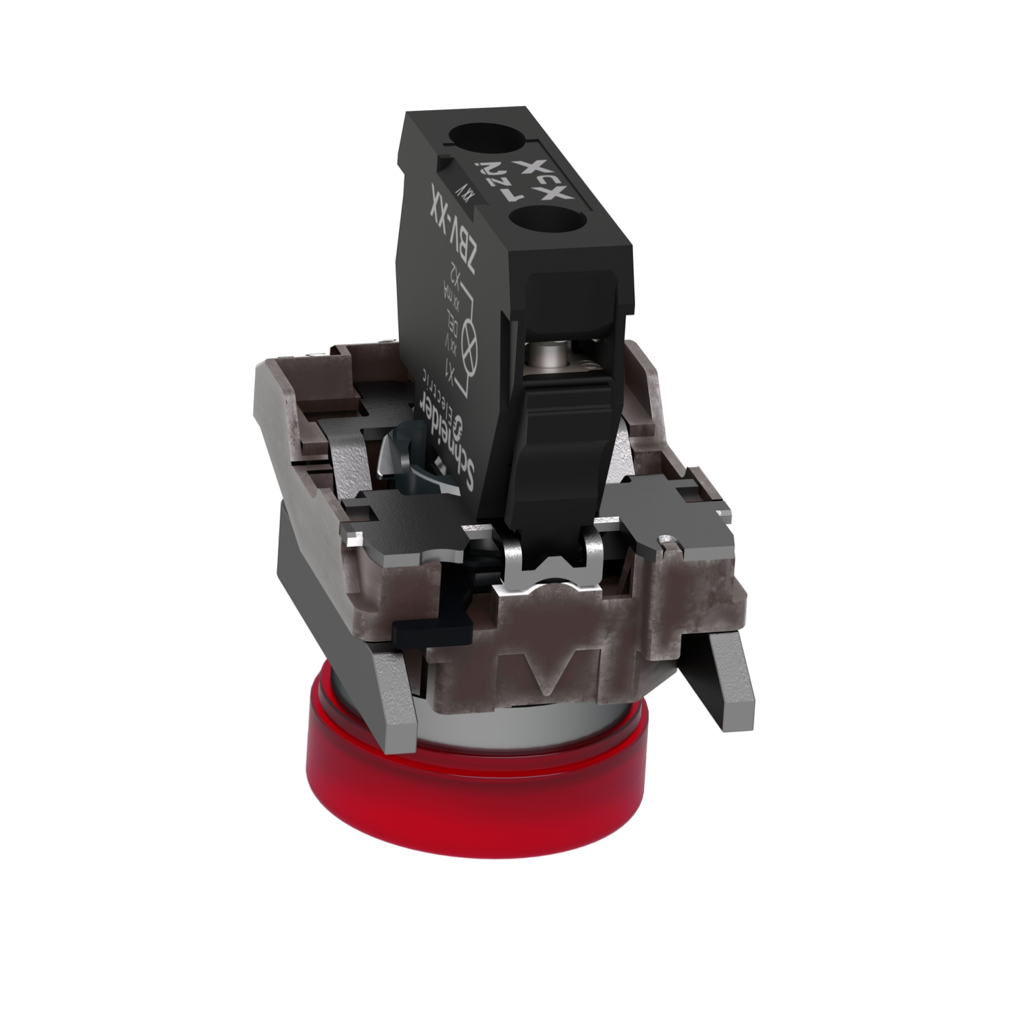 Schneider XB4BVB4 Harmony | Pilot light, metal, red, Ø22, plain lens with integral LED, 24 V AC/DC