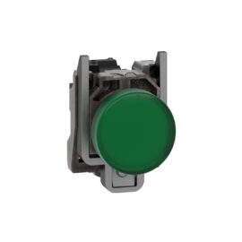 Schneider XB4BVM3 Harmon | Pilot light, metal, green, Ø22, plain lens with integral LED, 230...240 VAC