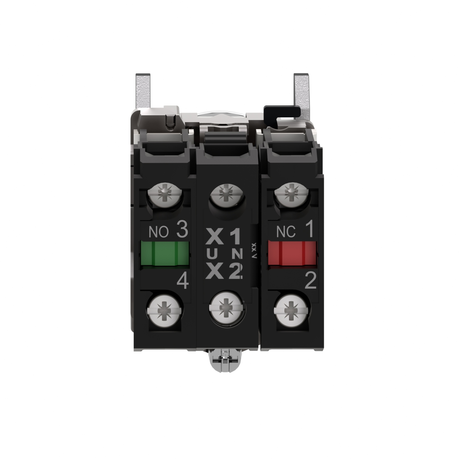 Schneider XB4BW31M5 Harmony | Illuminated push button, metal, flush, white, Ø22, spring return, 230...240 V AC, 1 NO + 1 NC