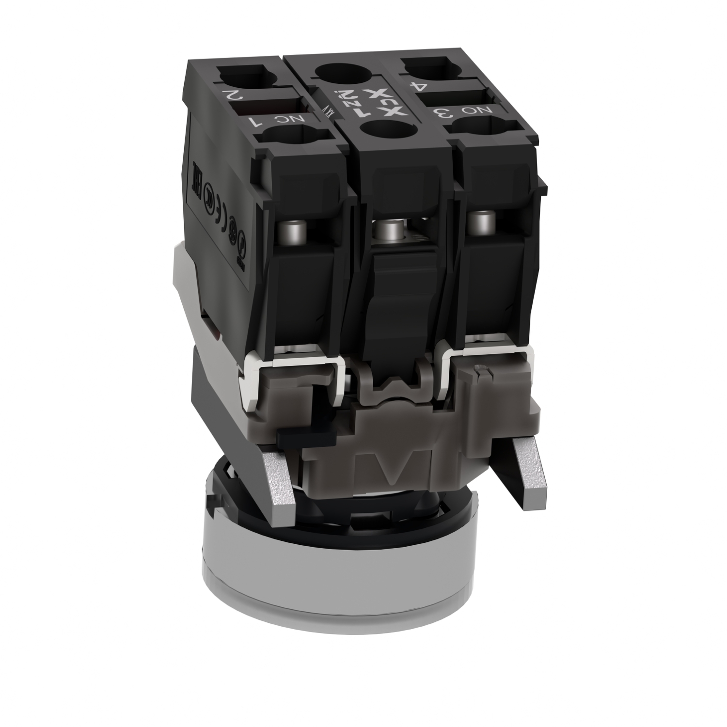 Schneider XB4BW31M5 Harmony | Illuminated push button, metal, flush, white, Ø22, spring return, 230...240 V AC, 1 NO + 1 NC