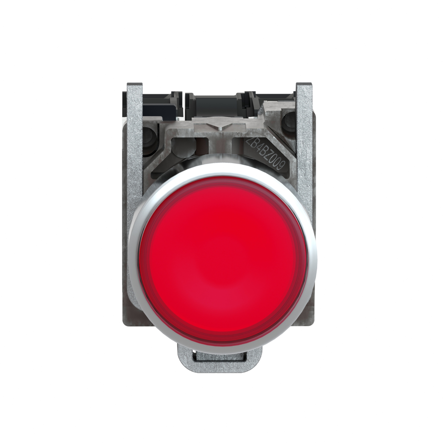 Schneider XB4BW34B5 | Illuminated push button, metal, flush, red, Ø22, spring return, 1 NO + 1 NC 24 V AC/DC