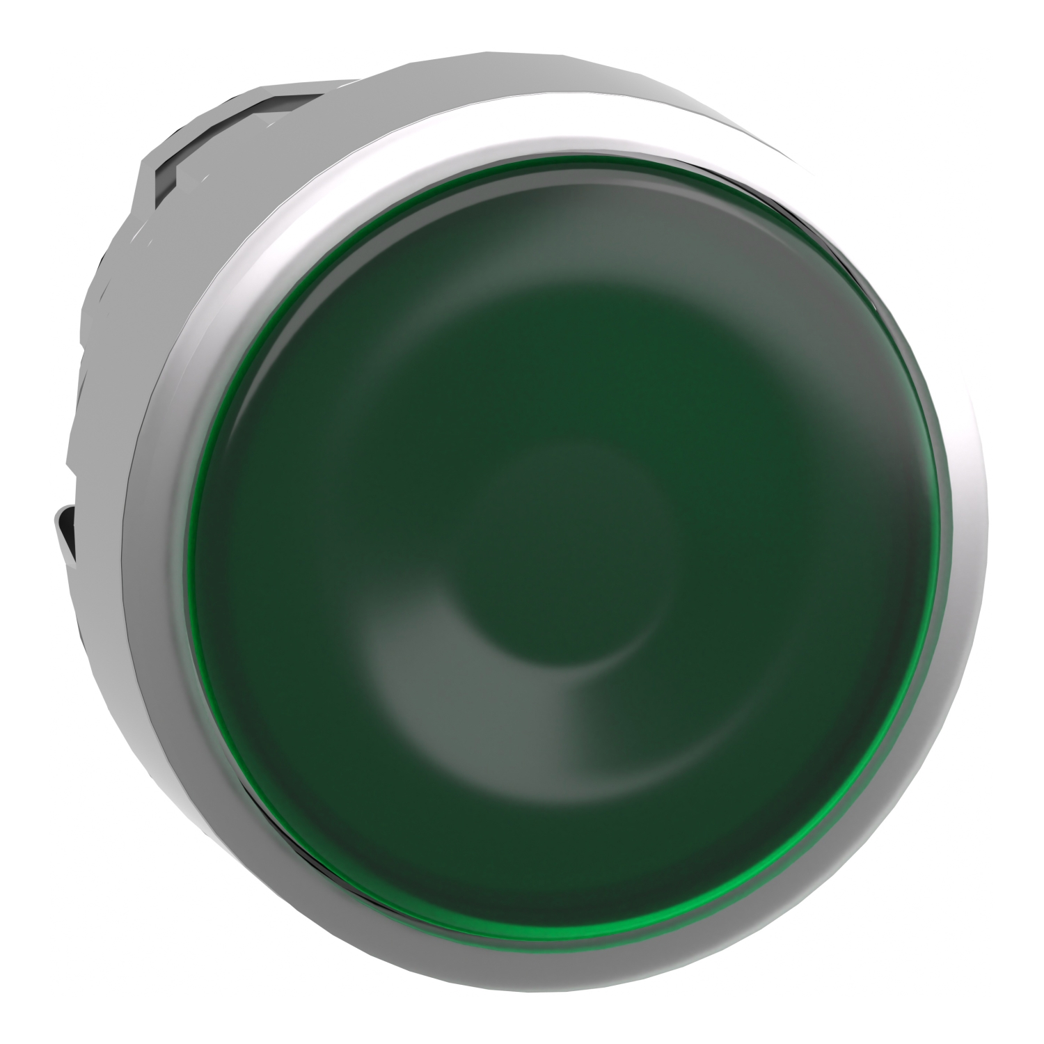 Schneider ZB4BW333 | Illuminated push button head, metal, flush, green, Ø22, spring return, plain lens integral LED