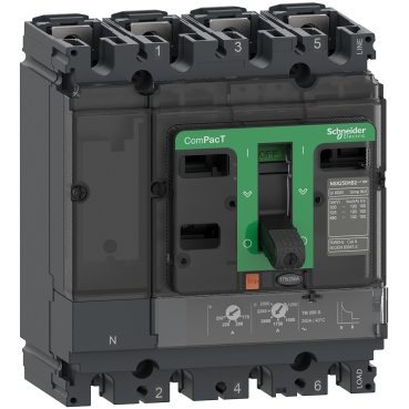 Schneider C10N6TM063 Compact | Circuit breaker, ComPacT NSX100N, 50kA/415VAC, 4 poles 3D (neutral not protected), TMD trip unit 63A