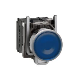 Schneider XB4BW36B5 Harmony | Illuminated push button, metal, flush, blue, Ø22, spring return, 1 NO + 1 NC 24 V AC/DC