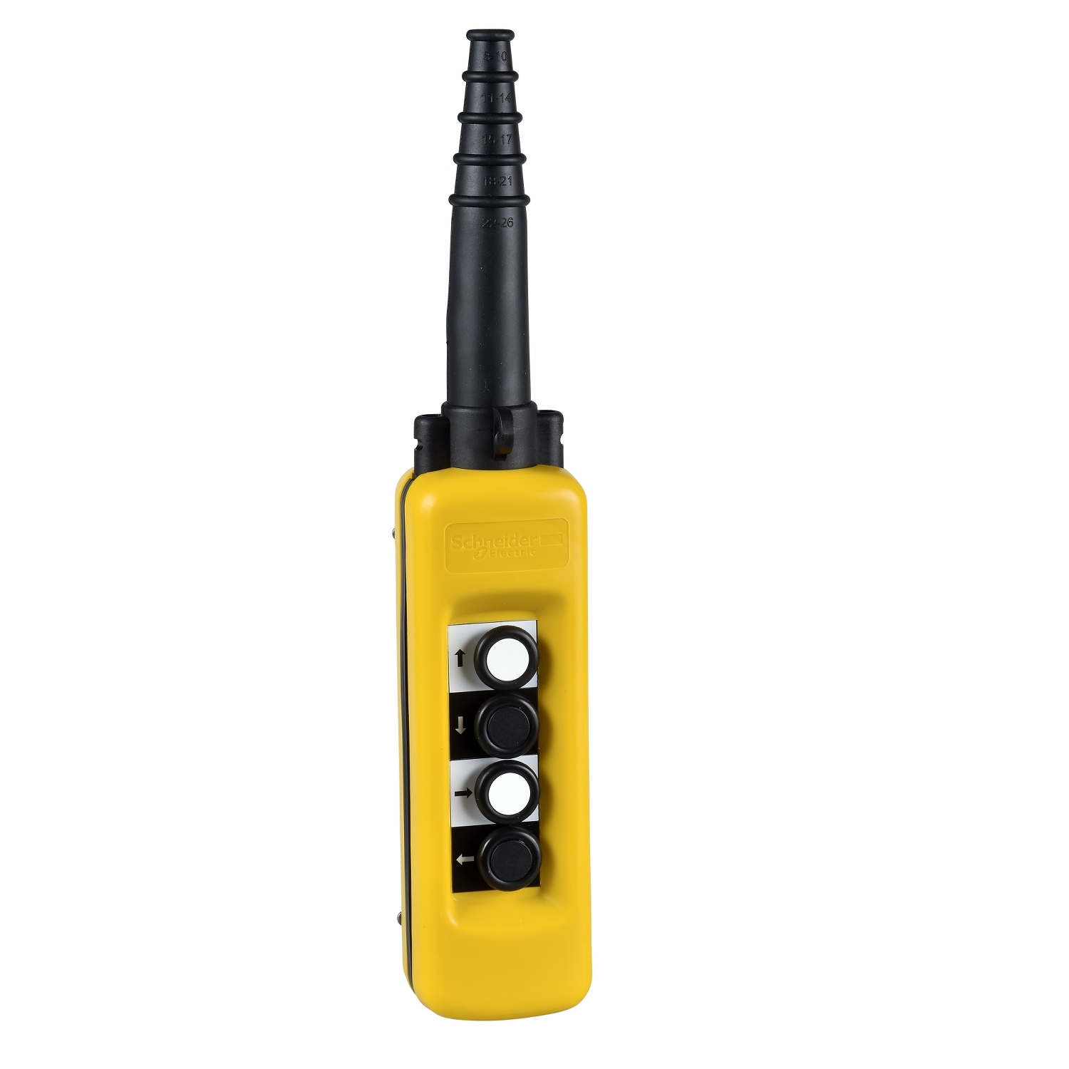 Schneider XACA491 | Pendant control station, plastic, yellow, 4 push buttons