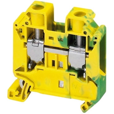 Schneider NSYTRV162PE | Terminal block, Linergy TR, green-yellow, 16mm², protective earth, 2 points, Set of 50