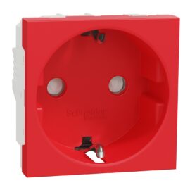 Schneider NU303703 | Socket-outlet, New Unica, 2P+E, 16A, Schuko, with shutter, antibacterial, red