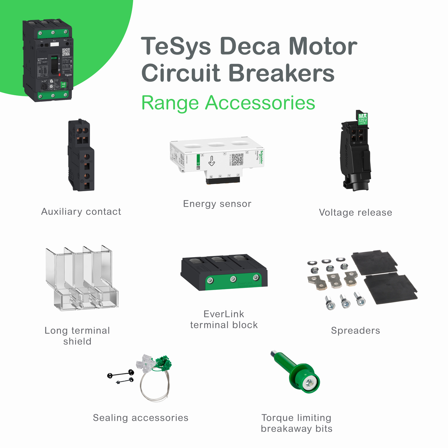 Schneider GV4LE80N | Motor circuit breaker, TeSys GV4, 3P, 80 A, Icu 50 kA, magnetic, EverLink terminals