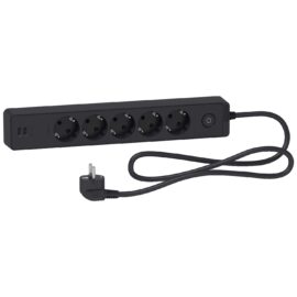 ST945U1b | Trailing lead, Unica extend, 5 Schuko, swicthable, USB type A+A, 1.5m cable, anthracite